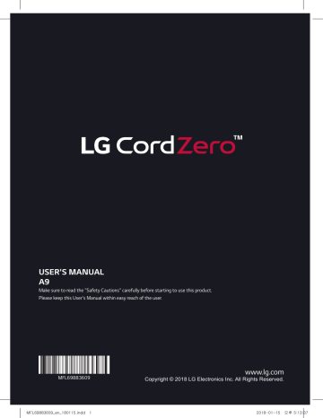 LG A9BEDDING, A9BEDDING2, A9MASTER2X Owner's manual LG A9BEDDING, A9BEDDING2, A9MASTER2X Owner's manual