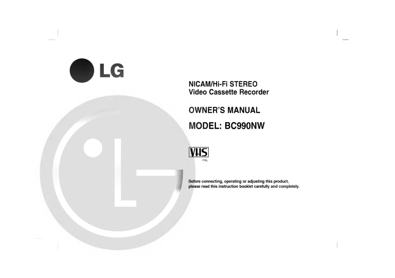 LG BC990NW Owner's manual LG BC990NW Owner's manual