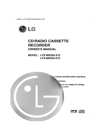 LG LPX-M930A Owner's manual LG LPX-M930A Owner's manual