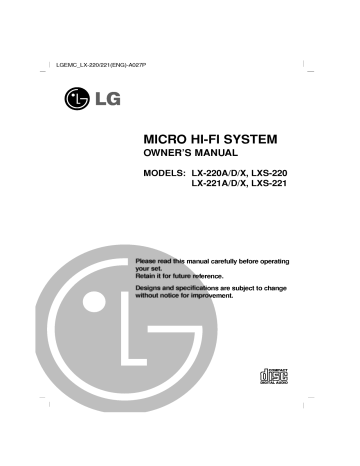 LG LX-220A Owner's manual LG LX-220A Owner's manual