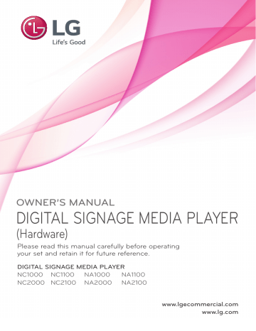 LG NA1100-DAQN, NA1100-DAQK Owner's manual LG NA1100-DAQN, NA1100-DAQK Owner's manual