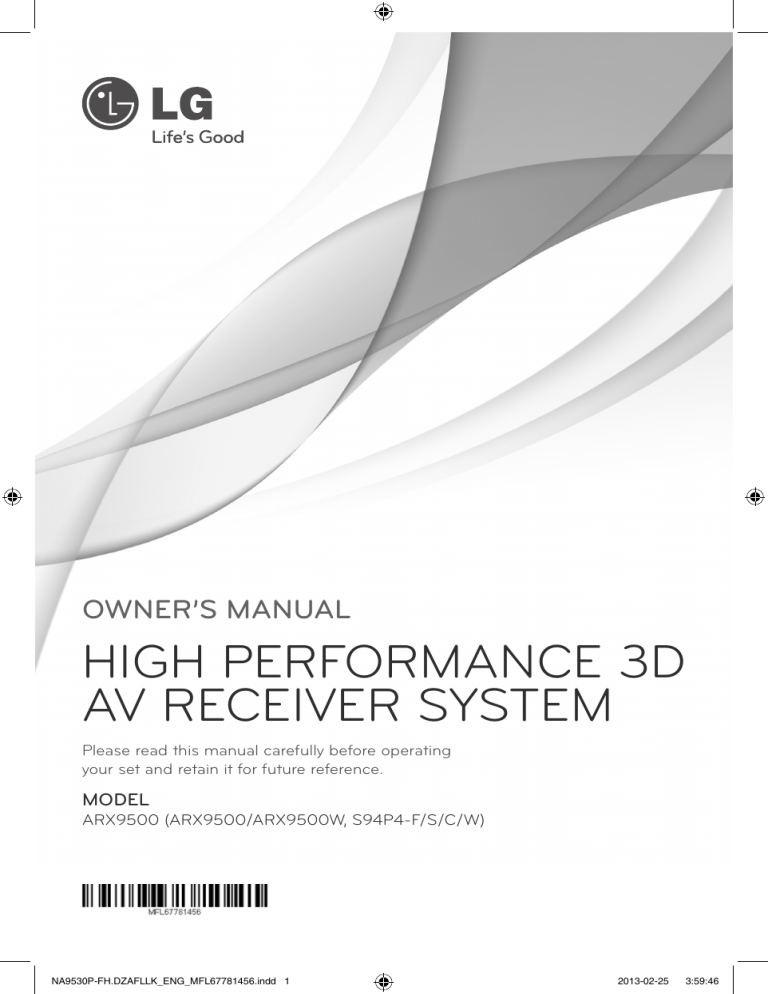 LG ARX9500 Owner's manual LG ARX9500 Owner's manual
