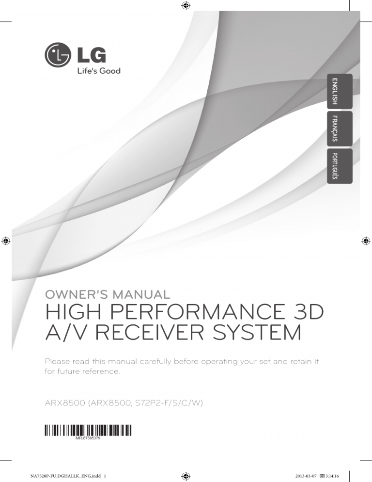LG ARX8500 Owner's manual LG ARX8500 Owner's manual