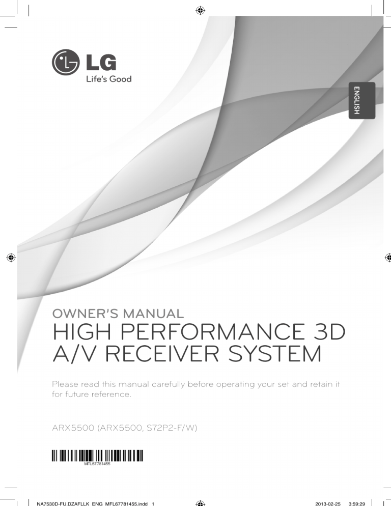 LG ARX5500 Owner's manual LG ARX5500 Owner's manual