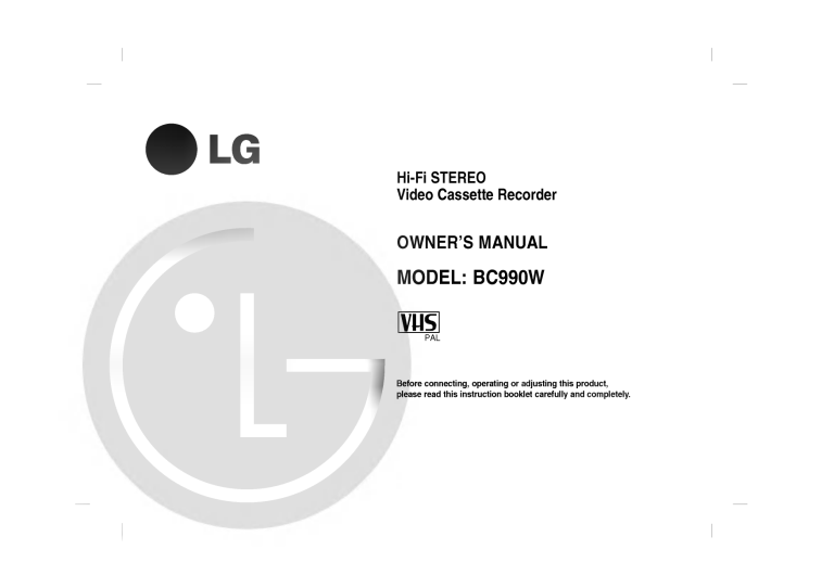 LG BC990W Owner's manual LG BC990W Owner's manual