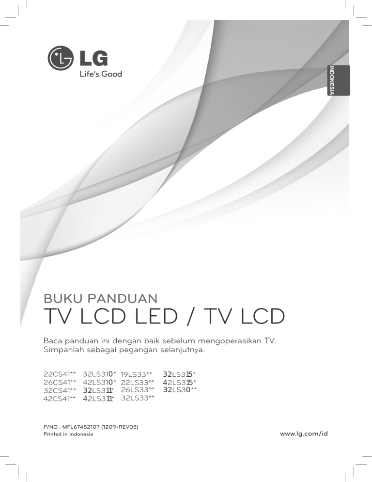 LG 32CS412, 42LS3150, 22LS3300, 22CS410, 26CS410, 32LS3150, 19LS3300, 32CS410, 32LS3300, 32LS3110 Owner's manual LG 32CS412, 42LS3150, 22LS3300, 22CS410, 26CS410, 32LS3150, 19LS3300, 32CS410, 32LS3300, 32LS3110 Owner's manual