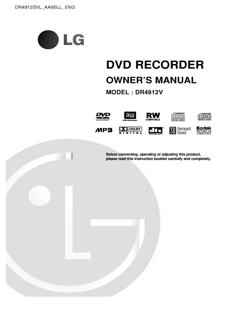 LG DR4912V Owner's manual LG DR4912V Owner's manual