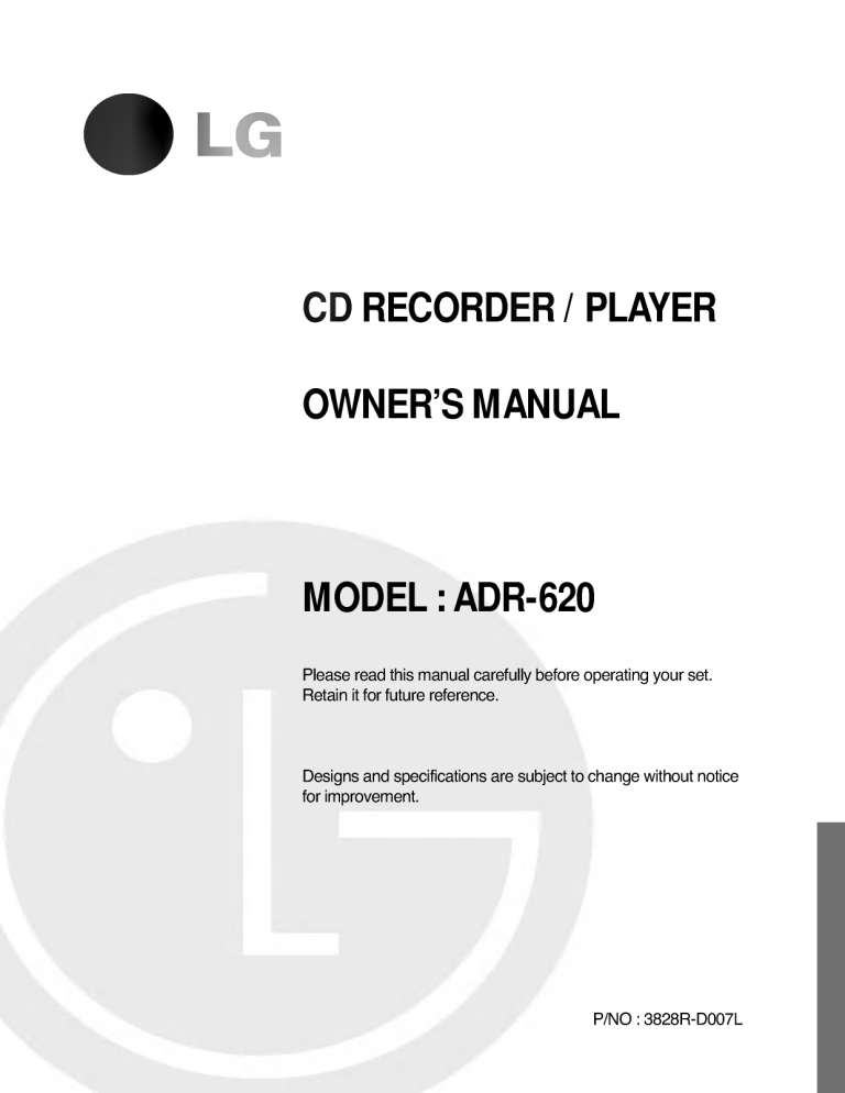 LG ADR-620 Owner's manual LG ADR-620 Owner's manual