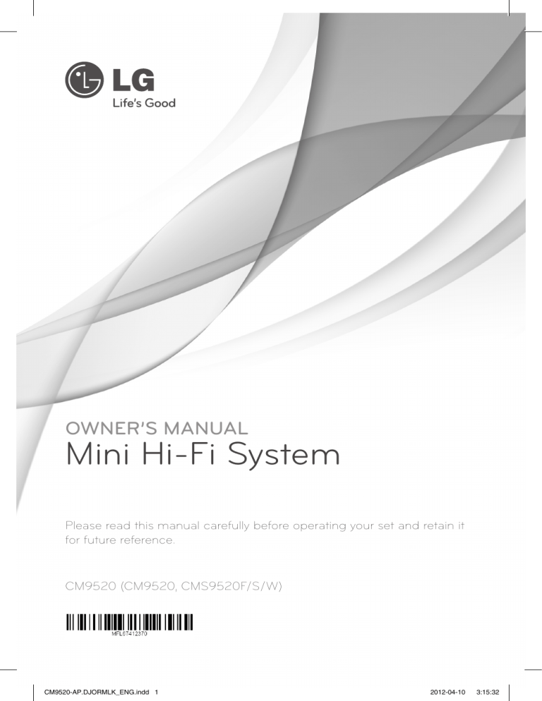 LG CM9520 Owner's manual LG CM9520 Owner's manual