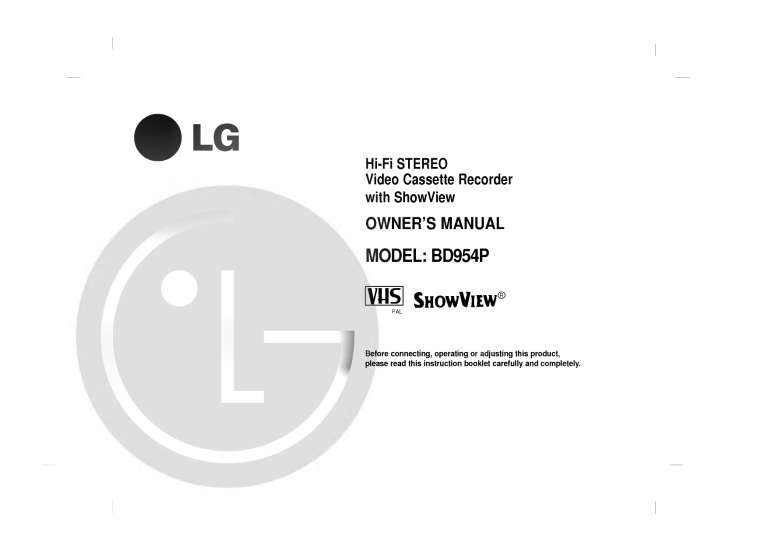 LG ABD954P, BD954P Owner's manual LG ABD954P, BD954P Owner's manual