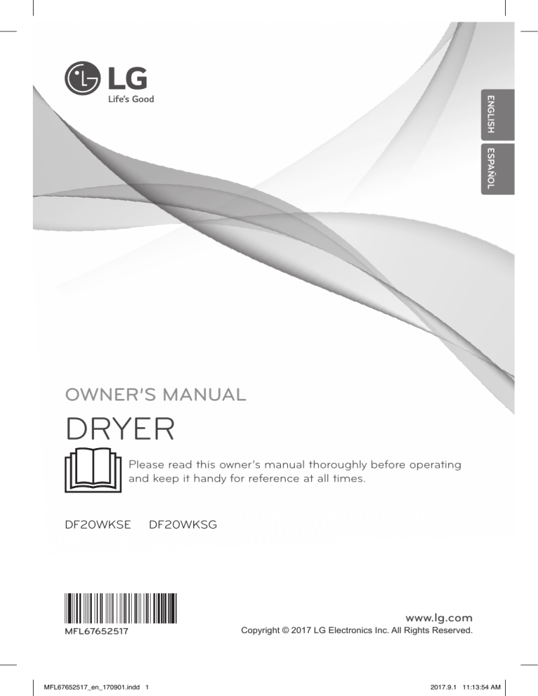 LG DF20WKSG, DF20WKSE Owner's manual LG DF20WKSG, DF20WKSE Owner's manual