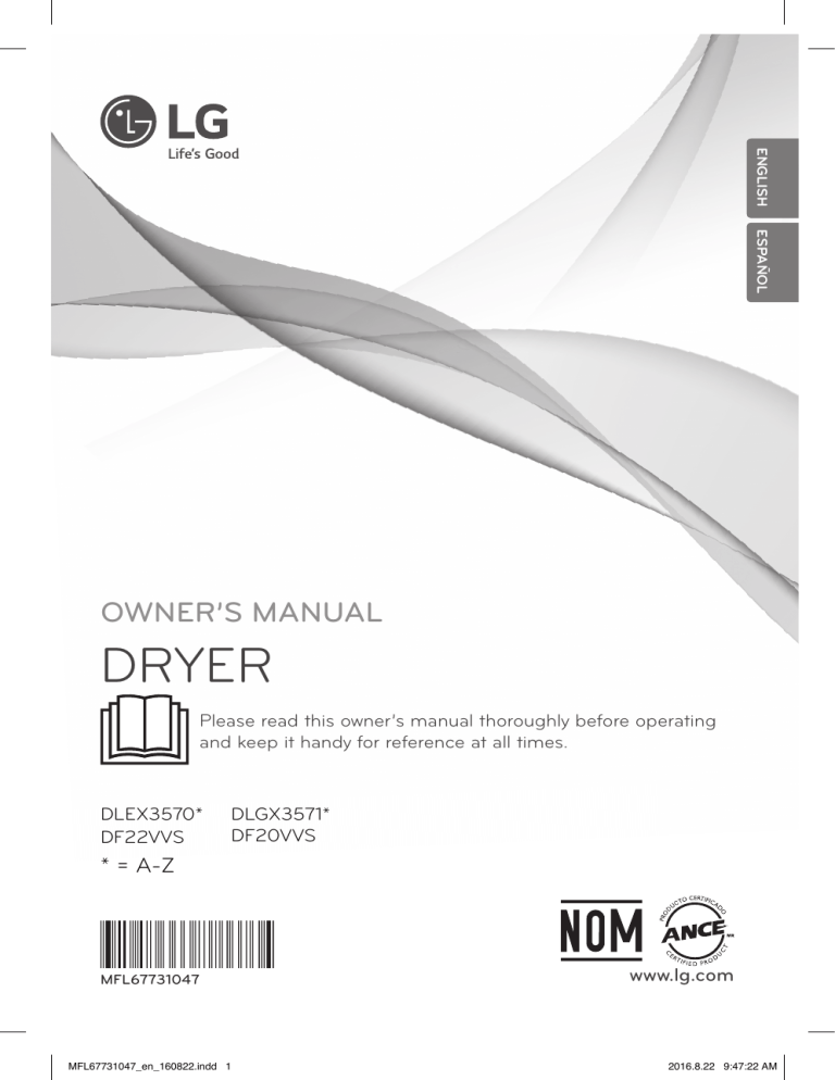 LG DF22VVS, DF20VVS Owner's manual LG DF22VVS, DF20VVS Owner's manual