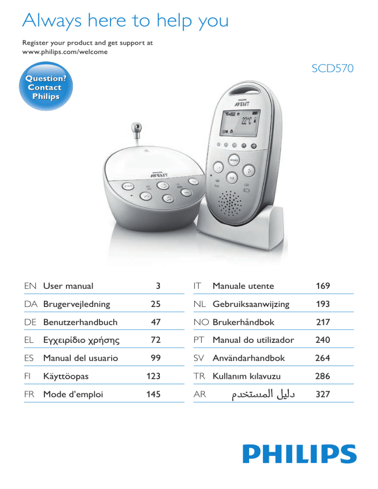 Philips Avent DECT Baby Monitor, SCD570/01, SCD570/00 User manual Philips Avent DECT Baby Monitor, SCD570/01, SCD570/00 User manual