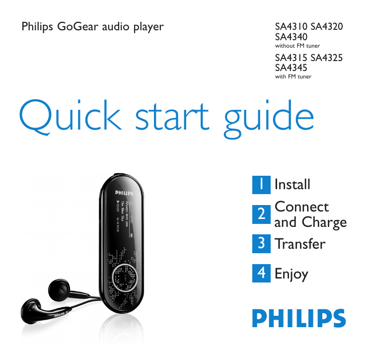 Philips SA4325/37, SA4315, SA4345, SA4325/97, SA4315/97, SA4340, SA4320, SA4310, SA4315/37, SA4315/02 Quick start guide Philips SA4325/37, SA4315, SA4345, SA4325/97, SA4315/97, SA4340, SA4320, SA4310, SA4315/37, SA4315/02 Quick start guide