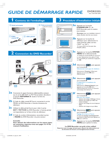 Philips Lecteur/enregistreur de DVD DVDR3355/19 Guide de mise en route | Manualzz Philips Lecteur/enregistreur de DVD DVDR3355/19 Guide de mise en route | Manualzz