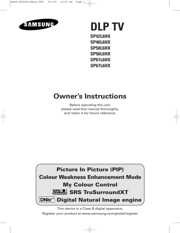 Samsung SP-67L6HX User's manual Samsung SP-67L6HX User's manual
