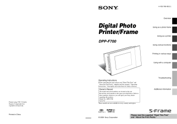Sony DPP-F700 Operating instructions Sony DPP-F700 Operating instructions