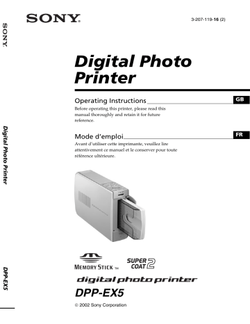 Sony DPP-EX5 Operating instructions Sony DPP-EX5 Operating instructions