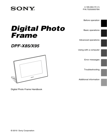 Sony DPF-X85, DPF-X95 Operating instructions Sony DPF-X85, DPF-X95 Operating instructions