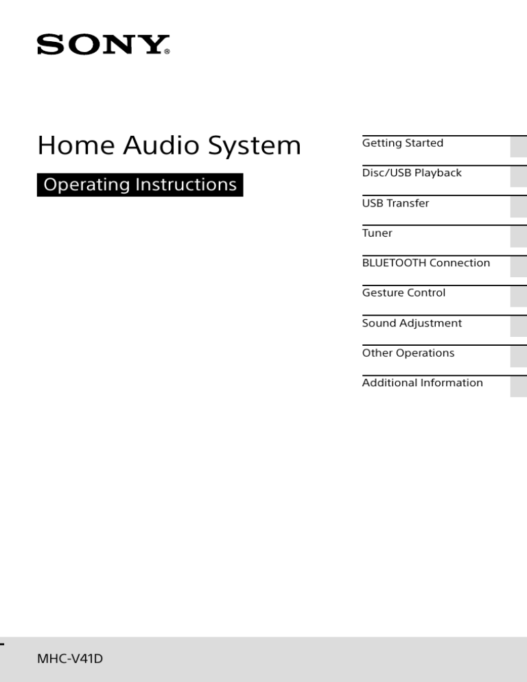 Sony MHCV41D, MHC-V41D User manual Sony MHCV41D, MHC-V41D User manual