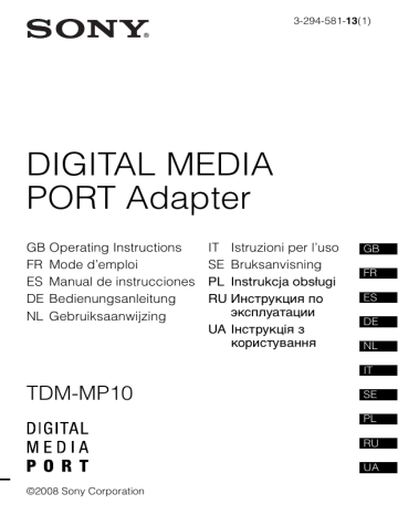 Sony TDM-MP10 Owner's manual Sony TDM-MP10 Owner's manual