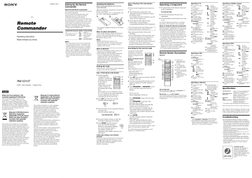 Sony RM-V210T, RMV210T, RMV-210T Owner's manual Sony RM-V210T, RMV210T, RMV-210T Owner's manual