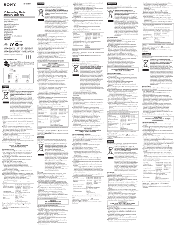 Sony MSX-2GN, MSX-1GST, MSX-512S, MSX-1GS, MSX-4GN, MSX-2GS, MSX-512N, MSX-1GN, MSX-256S, MSX-256N Owner's manual Sony MSX-2GN, MSX-1GST, MSX-512S, MSX-1GS, MSX-4GN, MSX-2GS, MSX-512N, MSX-1GN, MSX-256S, MSX-256N Owner's manual
