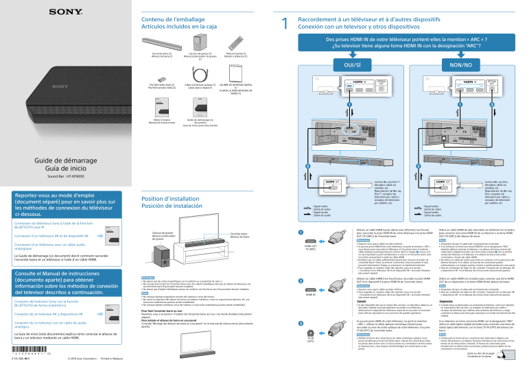 Sony HT-XF9000 Quick start guide Sony HT-XF9000 Quick start guide