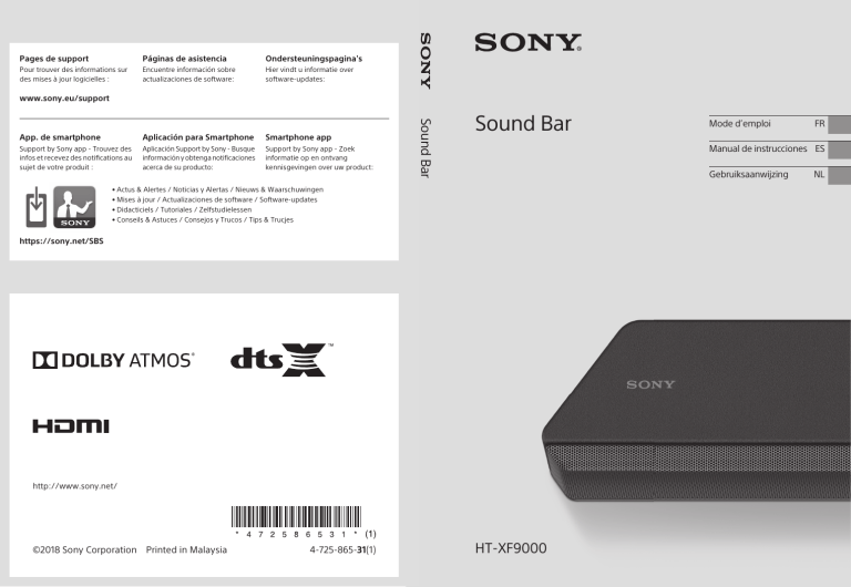 Sony HT-XF9000 User guide Sony HT-XF9000 User guide