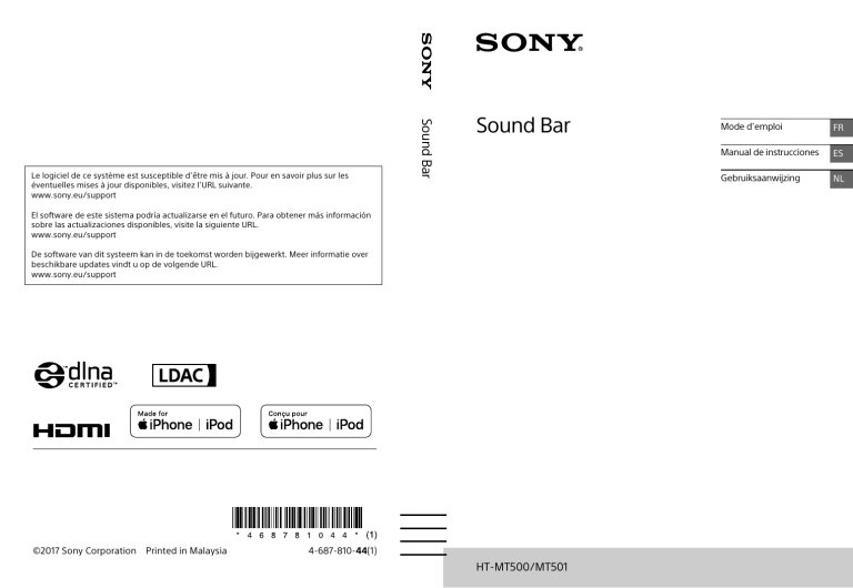 Sony HT-MT500 User guide Sony HT-MT500 User guide