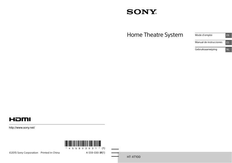 Sony HT-XT100 User guide Sony HT-XT100 User guide