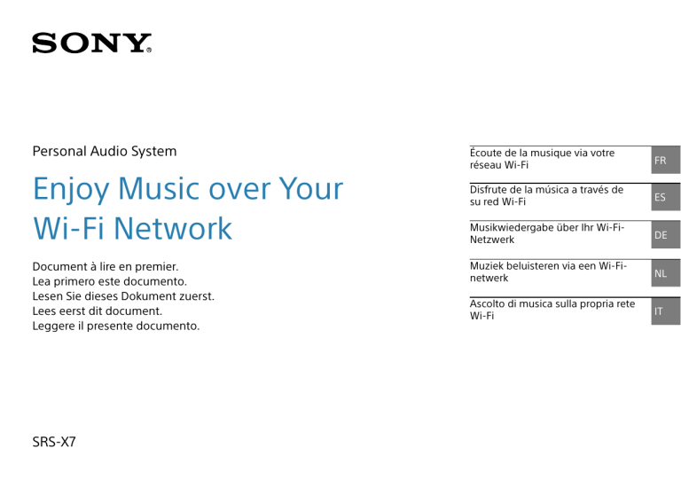 Sony SRS-X7 Quick setup guide Sony SRS-X7 Quick setup guide
