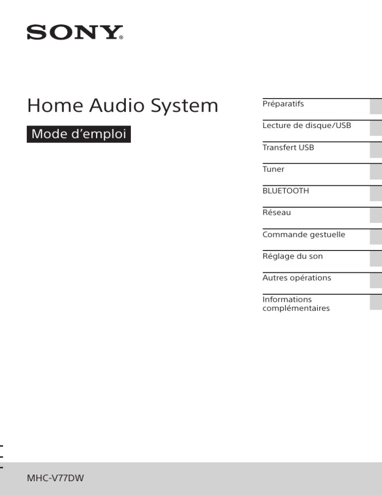 Sony MHC-V77DW User guide Sony MHC-V77DW User guide
