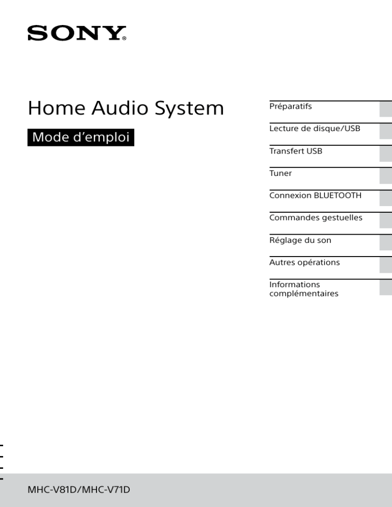 Sony MHC-V71D, MHC-V81D User guide Sony MHC-V71D, MHC-V81D User guide