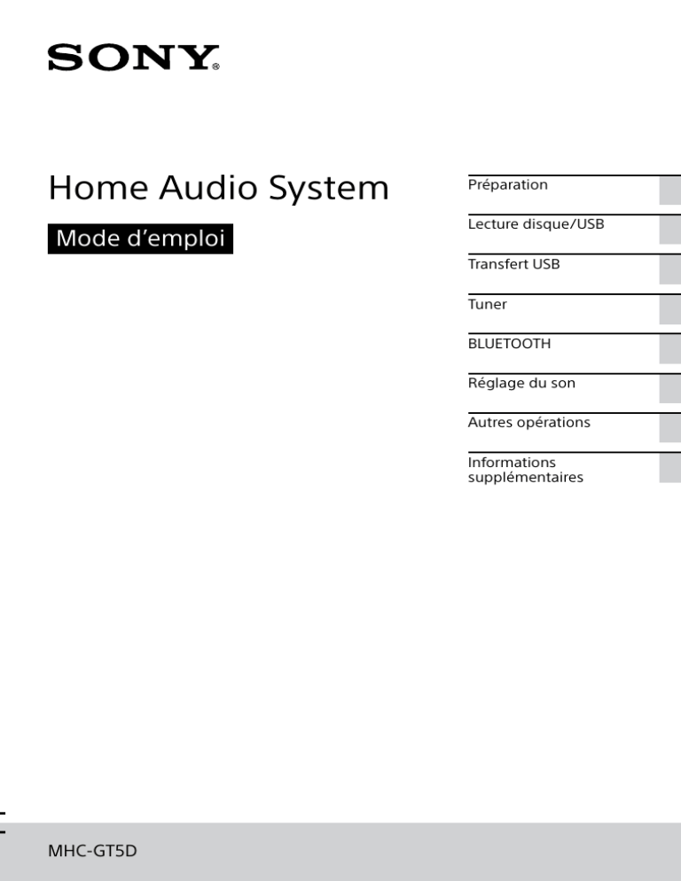 Sony MHC-GT5D User guide Sony MHC-GT5D User guide