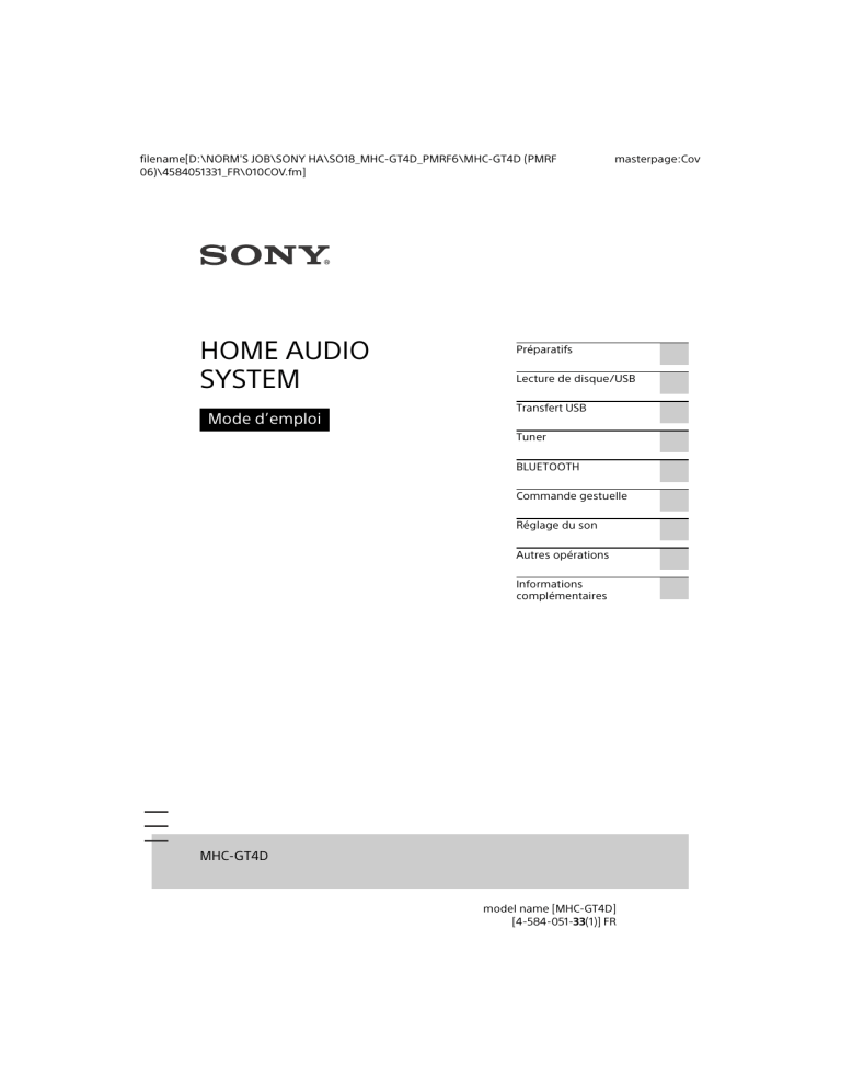 Sony MHC-GT4D User guide Sony MHC-GT4D User guide