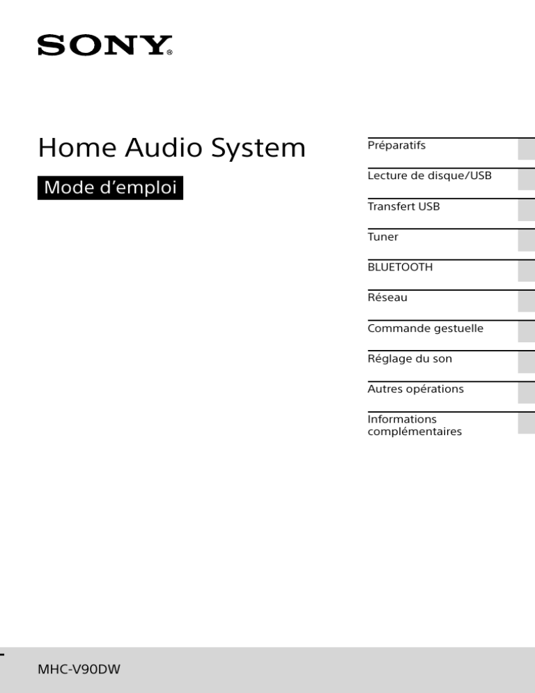 Sony MHC-V90DW User guide Sony MHC-V90DW User guide