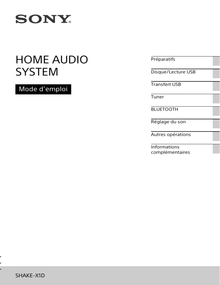 Sony SHAKE-X1D User guide Sony SHAKE-X1D User guide