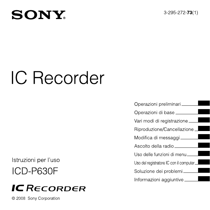 Sony ICD-P630F Operating instructions Sony ICD-P630F Operating instructions