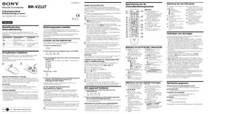 Sony RM-V211T Owner's manual Sony RM-V211T Owner's manual
