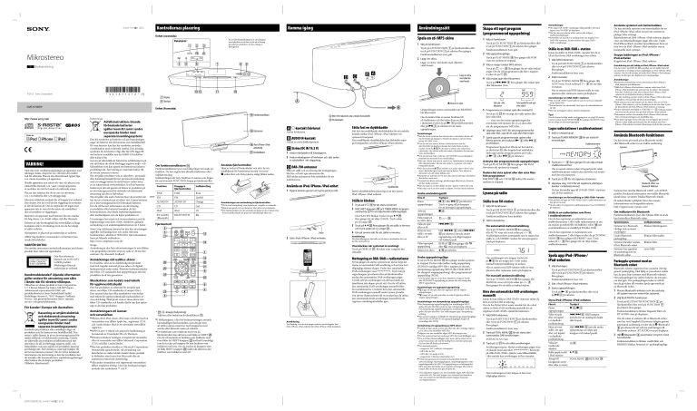 Sony CMT-V75BTiP Operating instructions Sony CMT-V75BTiP Operating instructions