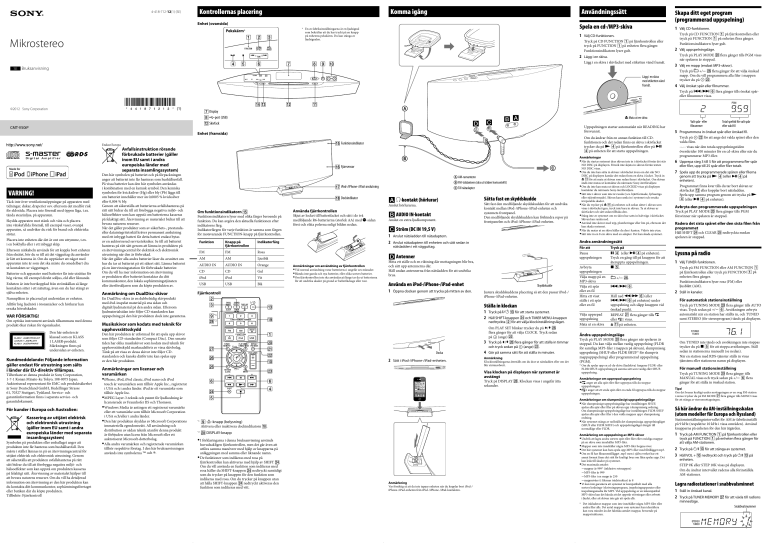 Sony CMT-V50IP Operating instructions Sony CMT-V50IP Operating instructions
