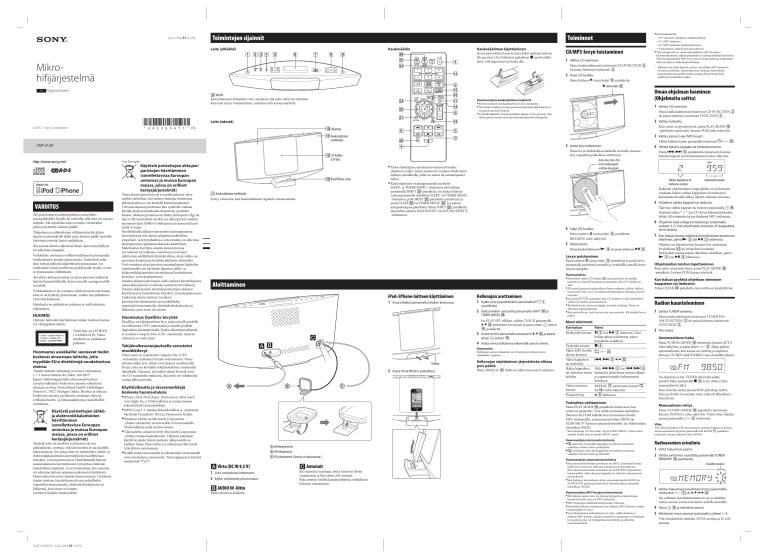 Sony CMT-V10iP User's guide Sony CMT-V10iP User's guide