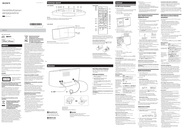 Sony CMT-V11iP User's guide Sony CMT-V11iP User's guide