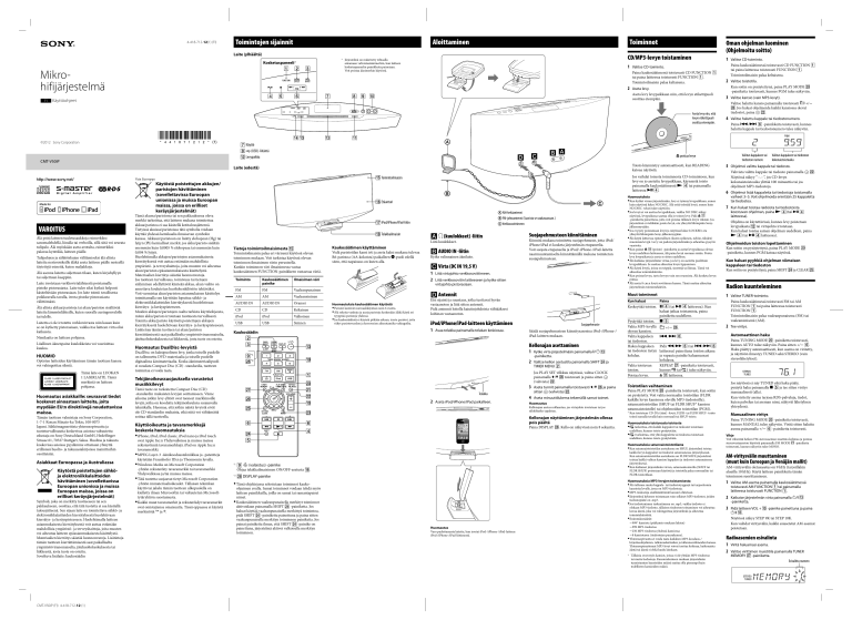 Sony CMT-V50IP User's guide Sony CMT-V50IP User's guide