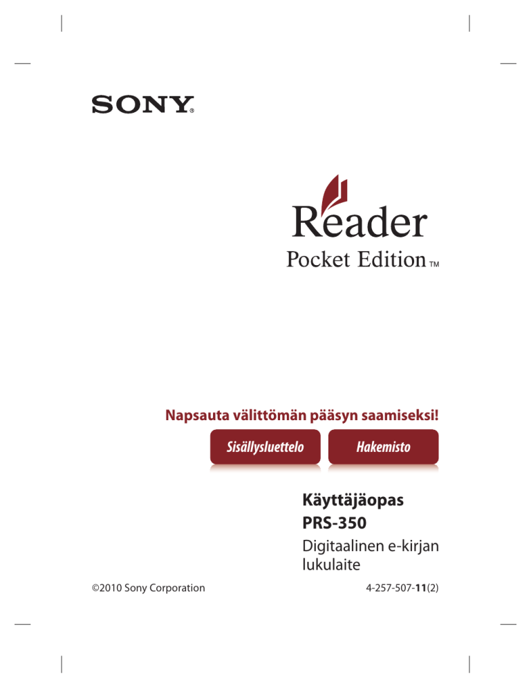 Sony PRS-350 User manual Sony PRS-350 User manual