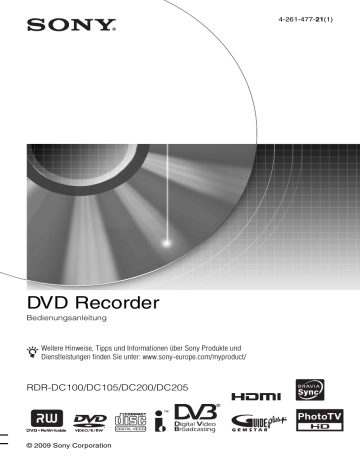 Sony RDR-DC100 Bedienungsanleitung | Manualzz Sony RDR-DC100 Bedienungsanleitung | Manualzz