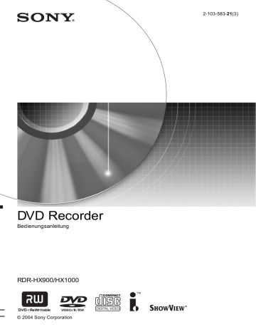 Sony RDR-HX1000 Bedienungsanleitung | Manualzz Sony RDR-HX1000 Bedienungsanleitung | Manualzz