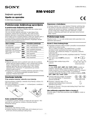 Sony RM-V402T User's manual Sony RM-V402T User's manual