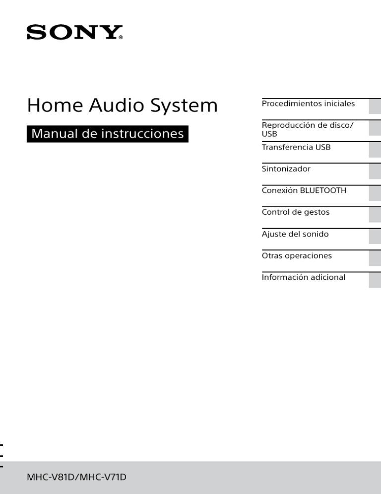 Sony MHC-V81D Operating instructions Sony MHC-V81D Operating instructions